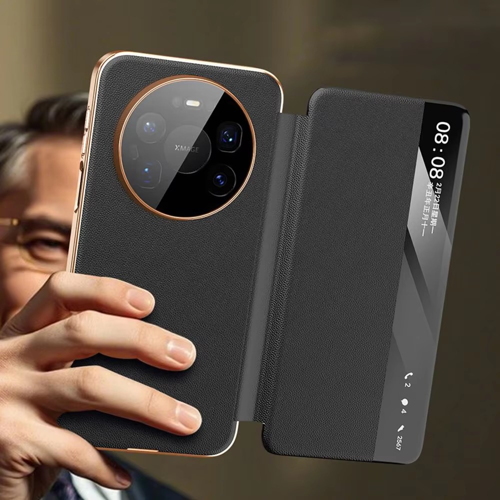 고급 천연 가죽 스마트 윈도우 플립 폰 케이스, 화웨이 - Huawei Pura 70 리뷰 및 가격